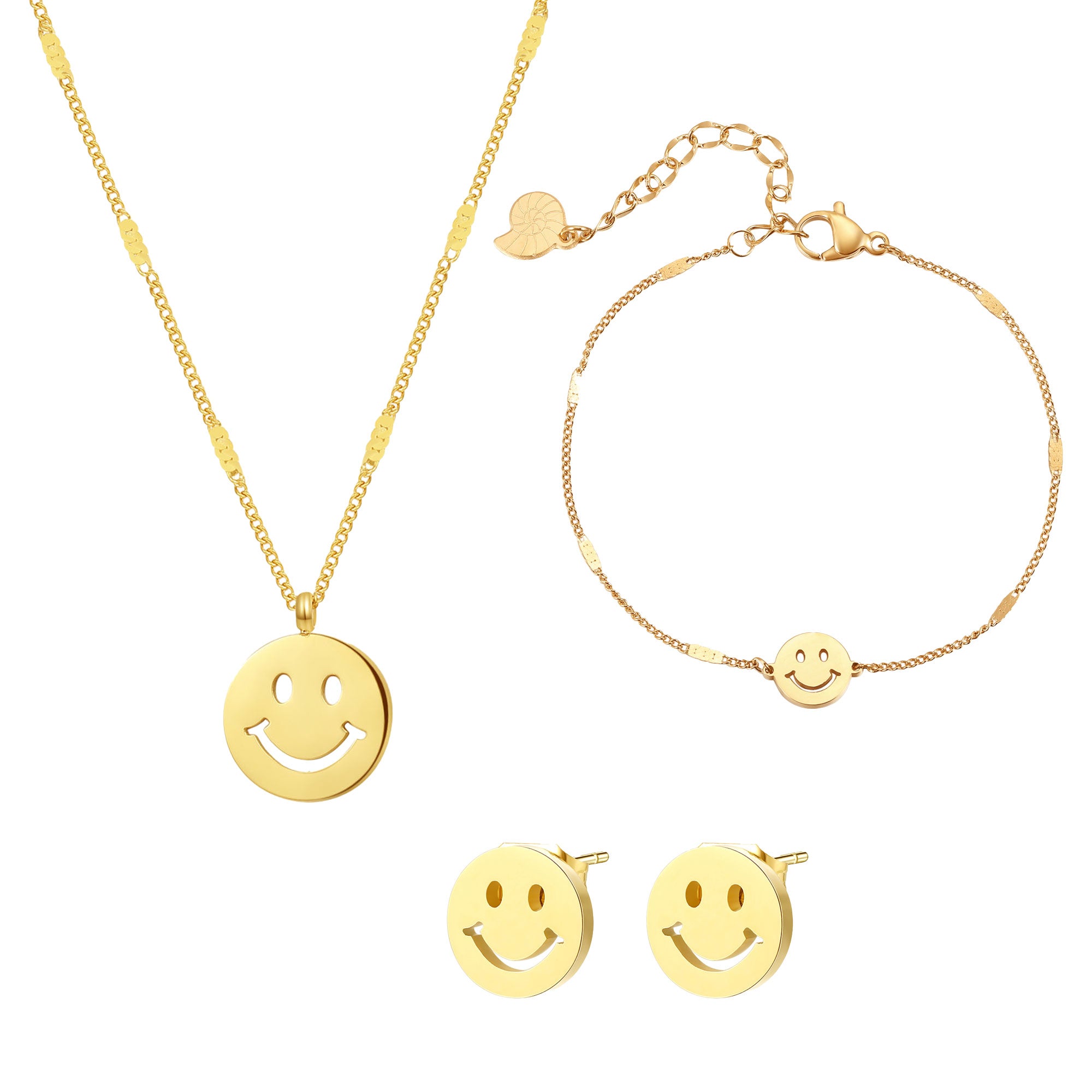 Smiley Schmuckset in Gold